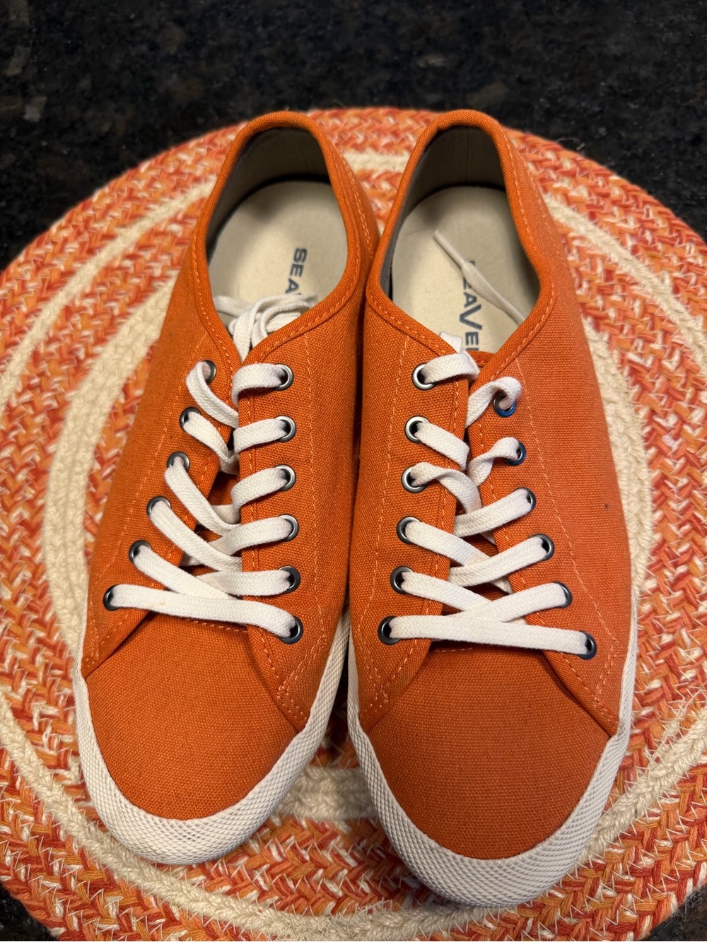 SeaVees Orange Canvas Low-Top Sneakers with White Trim